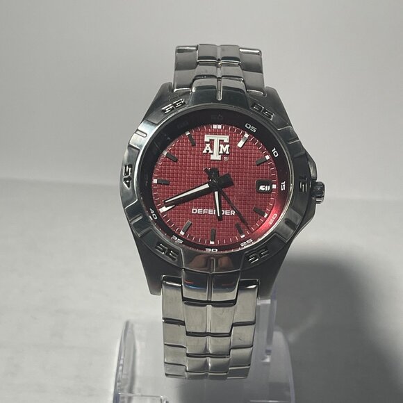 Texas A&M Aggies NCAA Stainless-Steel DEFENDER Men's Watch by Fossil NEW (RARE) - Picture 2 of 9